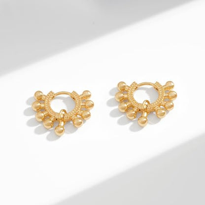 VACRONA Gold Heart Hoop Earrings Huggie Earrings for Women 14k Gold Plated Small Hoops Earrings - color: gold ball