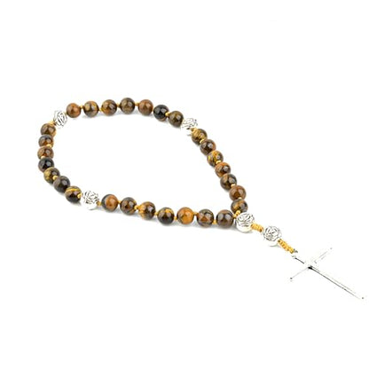 KIKILA Handmade 8mm Anglican Prayer Beads Rosary Natural Stone Beads with Cross Custom Rosary - style: Tiger Eye