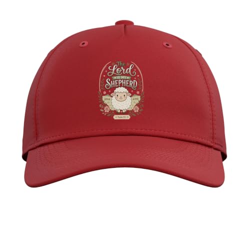 Christian Bible Verse The Lord is My Shepherd Psalm 23 Adjustable Baseball Hat - color: Red