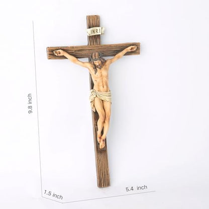 BC Catholic Crucifix Wall Cross, 10"H Jesus Wall Art - size: 10"L x 5.4"W