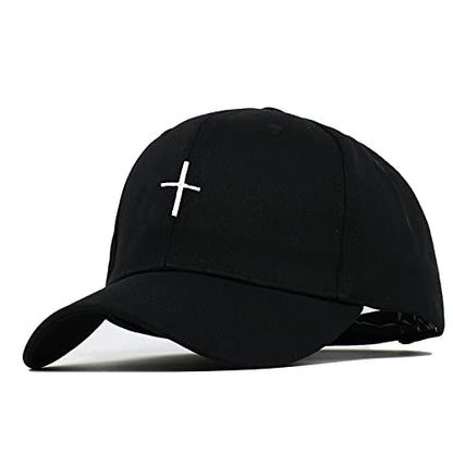 Cross Embroidery Baseball Cap,Adjustable Structured Dad Hat for Men Women Sun Hat - color: Black