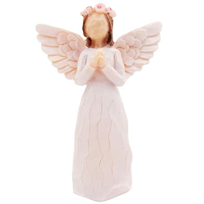 Guardian Angel Figurine, 5.5 Inch Praying Angel Statue, Hand-Painted Resin Angel Sculpture, Sympathy Gift for Memorial Remembrance Keepsake, Encouragement Gift for Women Friend Family