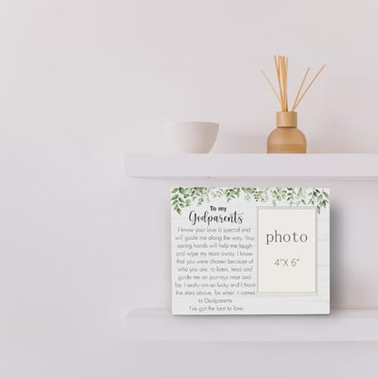 Godparents Gifts for Baptism Picture Frame, To My Godparents Wooden Photo Frame, Godparents Appreciation Thank You Gift Wood Picture Frame for Birthday, Tabletop Wall Display (4x6 Inch Photo) - color: Baptism-1