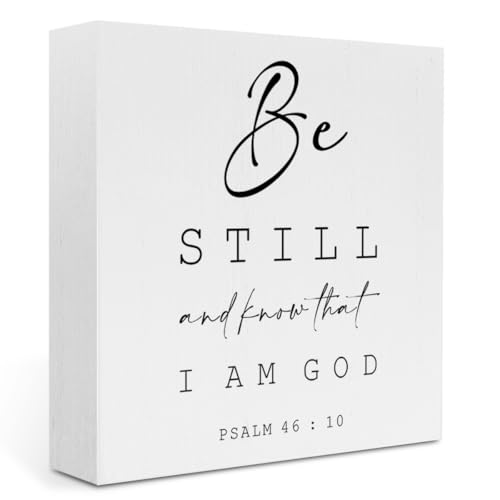 Be Still And Know That I Am God, Christian Home Decor,Christian Decor,Inspirational Bible Verse Wooden Box Sign for Home Office Desk Tabletop Shelf - color: Be Still And Know That I Am God