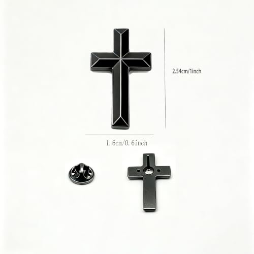 10/50/100 Pack Metal Cross Lapel Pins, Gold & Black Christian Brooch - color: Matte Black