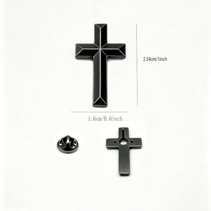 10/50/100 Pack Metal Cross Lapel Pins, Gold & Black Christian Brooch - color: Matte Black
