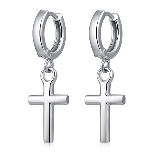 Han han 925 Sterling Silver Cross Earrings for Women and Men - style: E-Small cross earrings silver