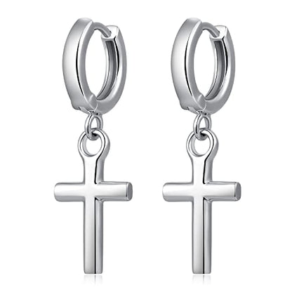 Han han 925 Sterling Silver Cross Earrings for Women and Men - style: E-Small cross earrings silver