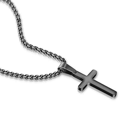 M MOOHAM Cross Necklace for Men, Stainless Steel Cross Chain - color: Black: Cross Pendant 1"*0.6"