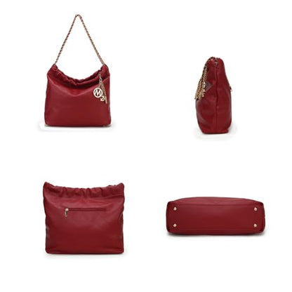 MKF Collection Shoulder Bag for Women, Vegan Leather Top Handle Pocketbook Large Hobo Bag Work Handbag Purse By Mia K - color: Celestine Purple