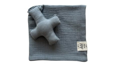 Cross Lovey, Cross Security Blanket, Christian Baby Gift, Baptism Gift, Easter Gift, Newborn Baby Gift, Blessing Blanket (Slate Blue) - color: Slate Blue