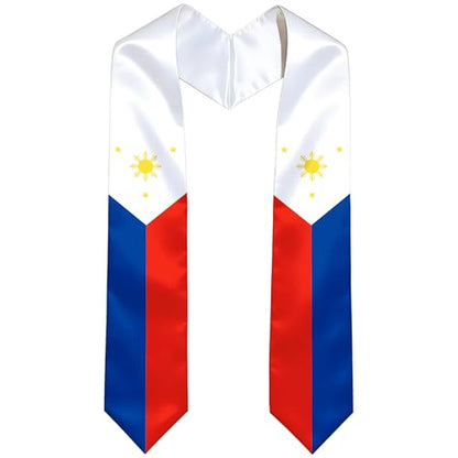International Graduate Satin Sash Stole with National Flag Design - color: Philippines Flag