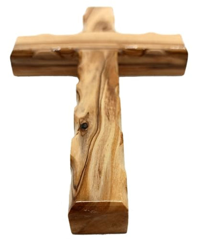 Zuluf 6.2" Olive Wood Plain Wall Cross | Christian Handmade Wooden Cross for Wall from Jerusalem Holy Land | Wall Cross for Home Decor | Catholic Wall Art | Religious Christian Decor Gift - size: 6.3"L x 3.9"W