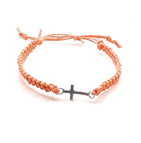 Cross Hemp Bracelet - color: Coral Peach