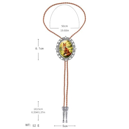 GelConnie Gothic Bolo Tie for Men Women 3D Art Western Cowboy Necktie - color: Fox Grass Bolo Tie