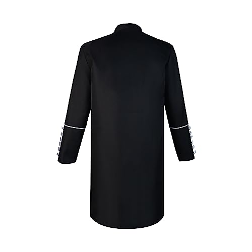 Men's Cassock Choir Short Cassock Minister Robe Clergy Pulpit Liturgical Church Top Coat - color: Black, size: Large