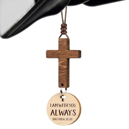 Car Accessories Christian Gifts for Women Men, Cross for Car Religious Gift - color: I Am With You Always