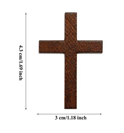 Penta Angel Natural Wood Cross Bulk 50Pcs Mini Wooden Cross Pendants Beads Charms Jewelry Findings for Bracelet Necklace Earring Jewelry Making and Craft DIY