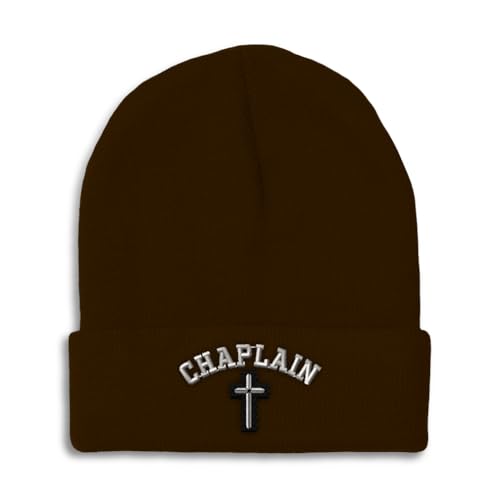 Beanies for Men Cristian Chaplain Cross Christ Faith Jesus Skull Cap Winter Hats for Women Acrylic One Size - color: Brown Design Only