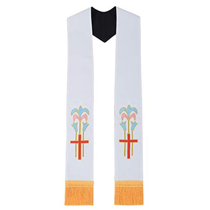 BLESSUME Church Clergy Pastor Reversible Stole - color: White and Black 3