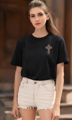 Christian Jesus Faith T Shirts for Women - color: Black1, size: Large