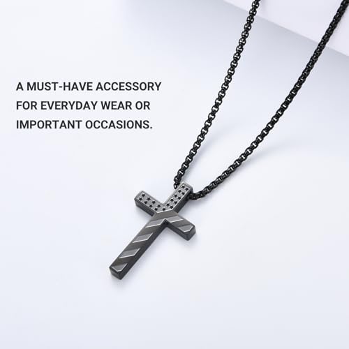 EPIRORA Cross Necklace for Men Boys, First Communion Baptism Confirmation Easter Gifts for Teens Boys, 316L Stainless Steel Chain Cross American Flag Religious Christian Jewelry Gifts, 22+2 Inches - style: Confirmation