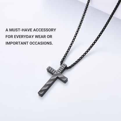 EPIRORA Cross Necklace for Men Boys, First Communion Baptism Confirmation Easter Gifts for Teens Boys, 316L Stainless Steel Chain Cross American Flag Religious Christian Jewelry Gifts, 22+2 Inches - style: Confirmation