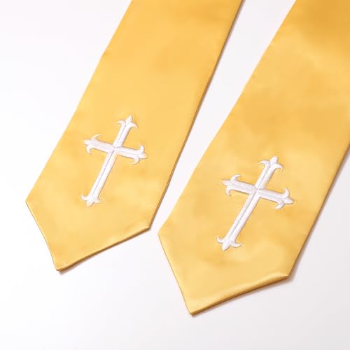 Clergy Stole & Choir Stole with Embroidered 60/72" - color: Gold, size: 60 inch