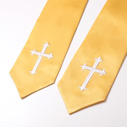 Clergy Stole & Choir Stole with Embroidered 60/72" - color: Gold, size: 72 inch