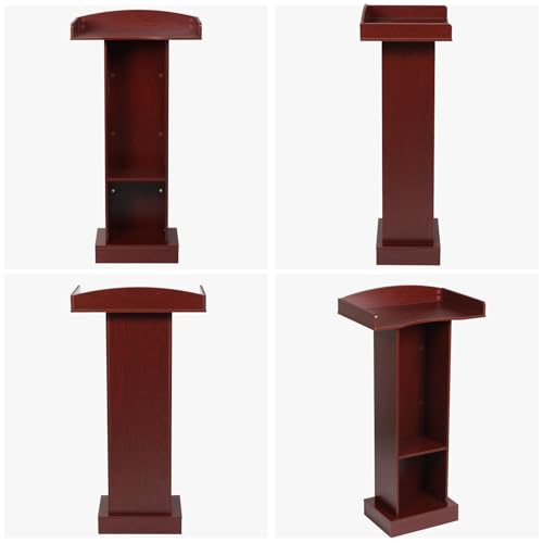 Podium Stand for Lectern Presentation Church Classroom, Pulpit with Wooden Heavy Base, Podium for Lecture, Wedding Speech - color: Reddish Brown-classic
