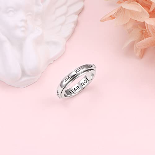 Alphm Spinner Ring S925 Sterling Silver Fidget Anxiety Worry Inspirational Band Fidget Relieving Boredom ADHD Autism Rings for Men Women Teens - size: 6