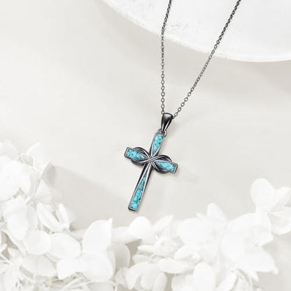 ONEFINITY Cross Necklace 925 Sterling Silver Cross Pendant Religious Jewelry Gifts - style: Black Infinity Cross