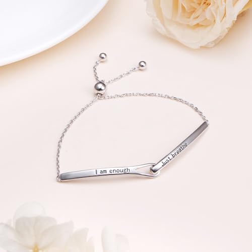 Sterling Silver Engraved Inspirational Adjustable Infinity Bracelet Graduation Gift for Mother Sister Best Friend Jewelry for Women - style: I am enough