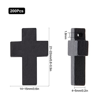 SUNNYCLUE 200Pcs Wood Cross Charm Pendants Natural Wooden Small Cross Charms Pendants with Hole for Party Favors Necklace Jewelry Making DIY Craft Handmade Accessories Easter Holiday, Black - color: 200Pcs Black 22x15mm