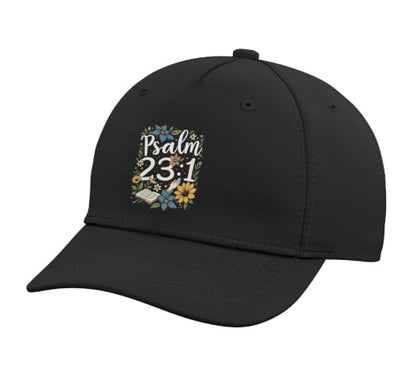 Psalm 23:1 Bible Verse Flowers Christian Women Adjustable Baseball Hat - color: Black