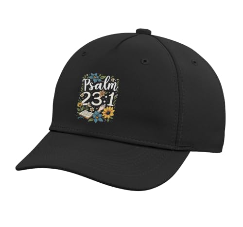 Psalm 23:1 Bible Verse Flowers Christian Women Adjustable Baseball Hat - color: Black