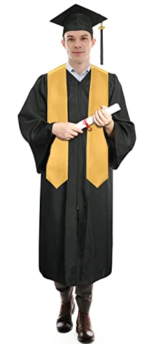 Plain Graduation Stole Sash 60 Inch Unisex Adults Solid - color: Gold Stole