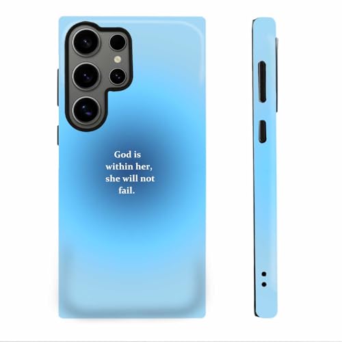 Christian Cross Faith Bible Verses Phone Case for Samsung Galaxy S24 Ultra, Shockproof Soft TPU & Hard PC Hybrid 2-Layer Protective Phone Cover for Women Girls Aura Blue - color: Aura Blue, size: Galaxy S24 Ultra