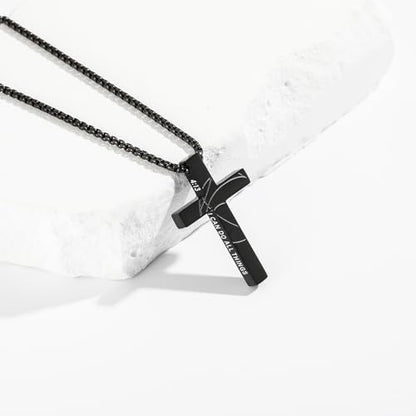 Gnamy Basketball Cross Necklace Gifts for Boys Men, Cross with Bible Verse Stainless Steel Pendant Chain Easter Christian Religious Jewelry Gifts for Him Kids Teenage Teens - color: Black, style: PHILIPPIANS 4:13