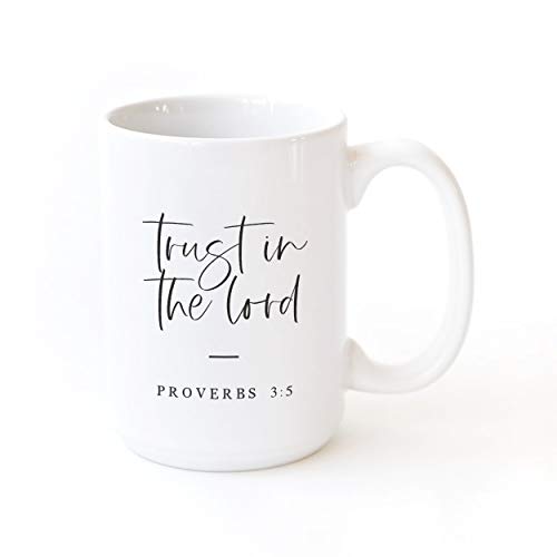 The Cotton & Canvas Co. Trust in the Lord Bible Verse, Religious, Scripture, Christian Porcelain Ceramic Coffee Mug - style: Trust in the Lord