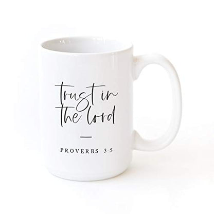 The Cotton & Canvas Co. Trust in the Lord Bible Verse, Religious, Scripture, Christian Porcelain Ceramic Coffee Mug - style: Trust in the Lord