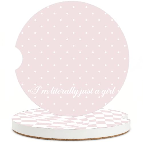 Pink Coquette Car Coasters for Cup Holders, Absorbent Car Coaster for Women - color: Pink Coquette