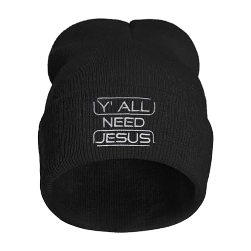 Embroidery Beanie for Men & Women, Multi-Season Stretch Skull Knit Hats, Winter Warm Beanie - color: Jesus