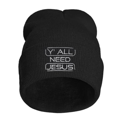 Embroidery Beanie for Men & Women, Multi-Season Stretch Skull Knit Hats, Winter Warm Beanie - color: Jesus