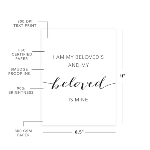 Andaz Press Unframed Black White Wall Art Decor Poster Print, Bible Verses, I am my beloved’s and my beloved is mine. Song of Solomon 8:3, 1-Pack, Engagement Wedding Gifts - color: Solomon 8:3