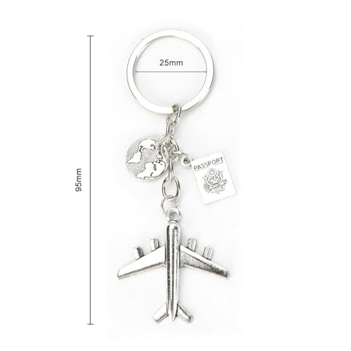Airplane Keychains Travel Keychain for Women Compass Keyring Travel Airplane Keychain Gifts with Angel Charm - color: White9