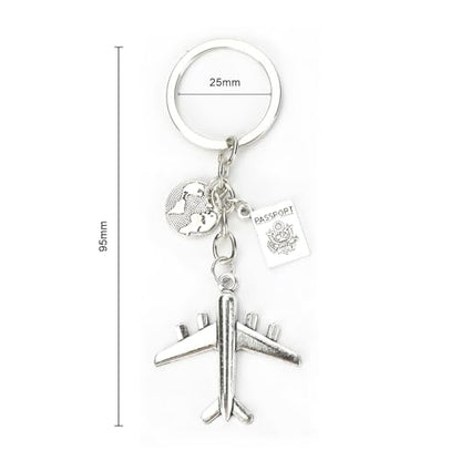 Airplane Keychains Travel Keychain for Women Compass Keyring Travel Airplane Keychain Gifts with Angel Charm - color: White9