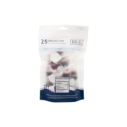 Chalice Style Bagged Prefilled Communion Set (25) | Concord Juice + Unleavened Bread | Ready for Worship, Easy to Store - size: 25 - Bag