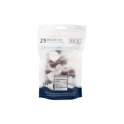 Chalice Style Bagged Prefilled Communion Set (25) | Concord Juice + Unleavened Bread | Ready for Worship, Easy to Store - size: 25 - Bag