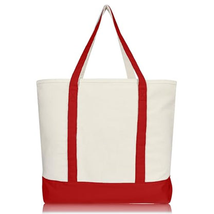 22" Heavy Duty Cotton Canvas Tote Bag (Zippered) - color: Red